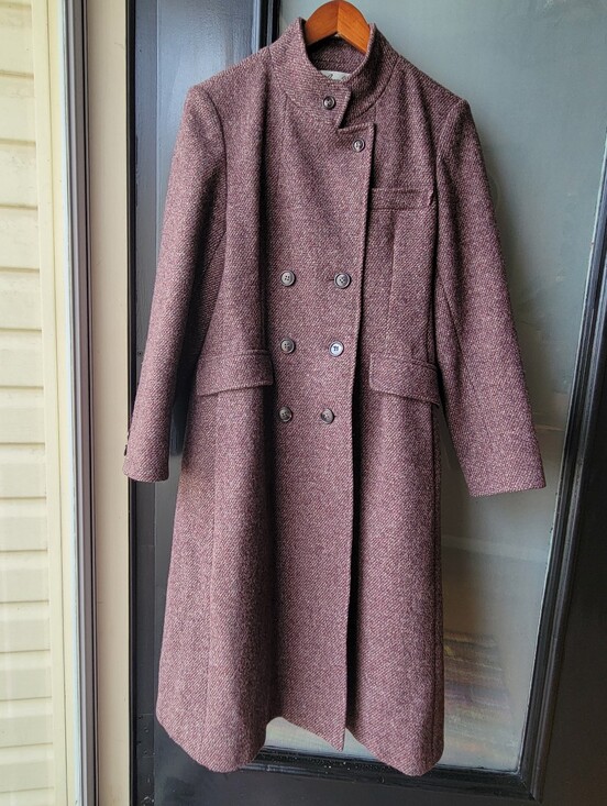 Jackets & Blazers - VTG Bromleigh burgundy button Tweed Wool Double Breasted Military Coat USA Med